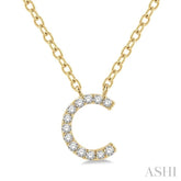 1/20 ctw Initial 'C' Round Cut Diamond Pendant With Chain in 14K Yellow Gold